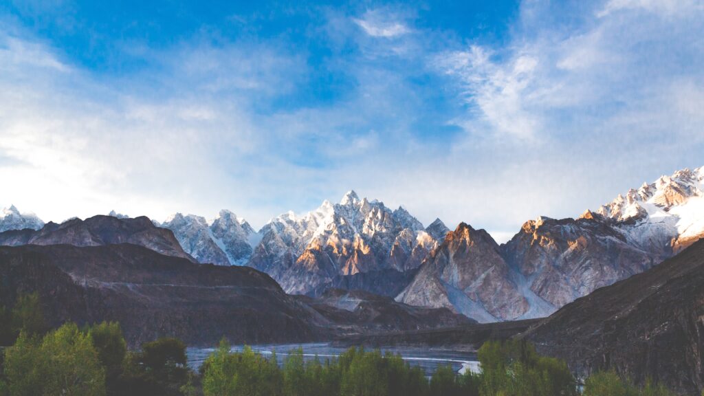 The sun slowly sets over the majestic Passu Cathedral