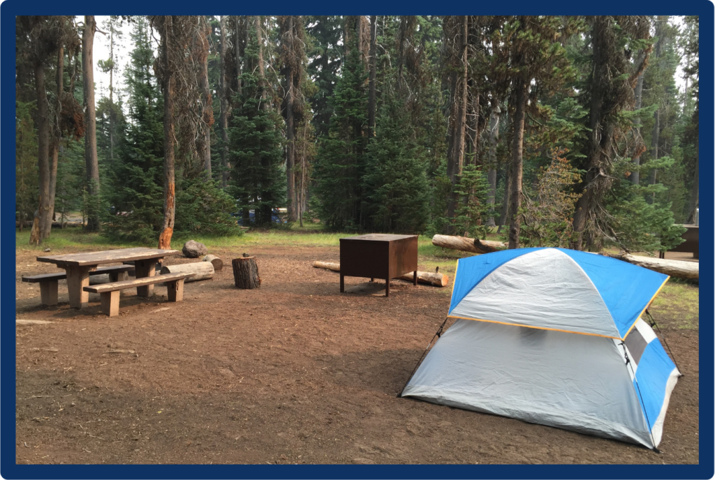 Someone camping at Mazama Campground