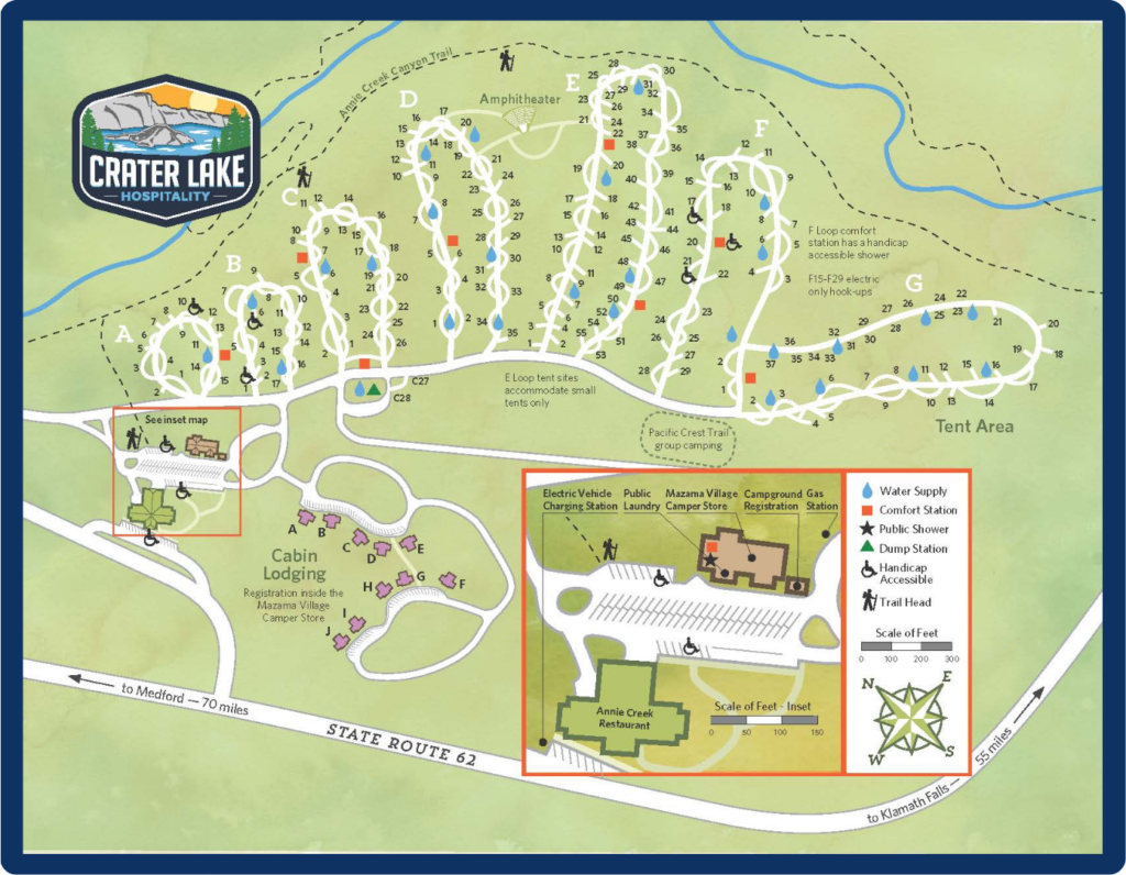 Map of Mazama Campground in Crater Lake National Park